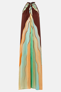 LONG SILKY HALTER NECK DRESS "JULIA" SUNSET