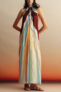 LONG SILKY HALTER NECK DRESS "JULIA" SUNSET