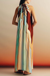 LONG SILKY HALTER NECK DRESS "JULIA" SUNSET