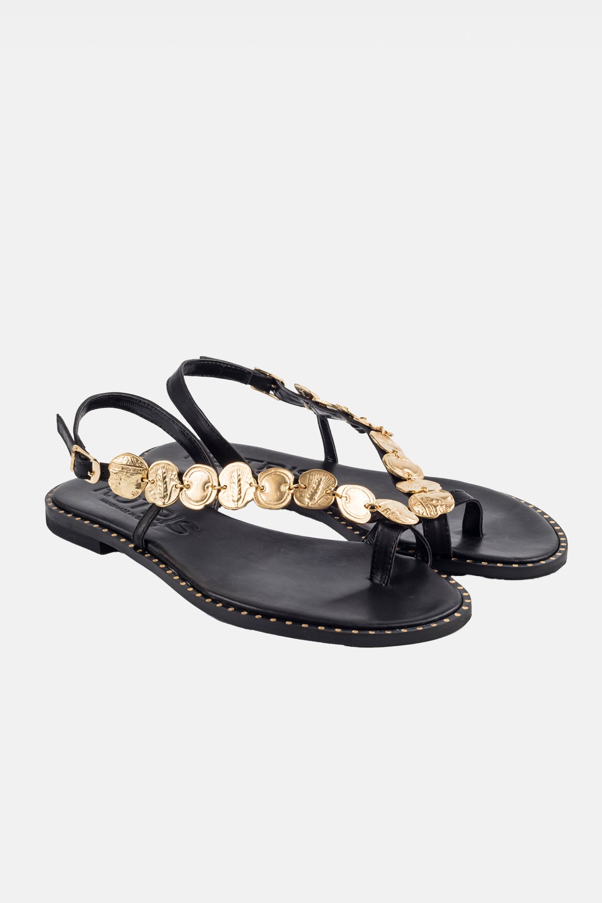 SIDE STRAP SANDALS BLACK/GOLD