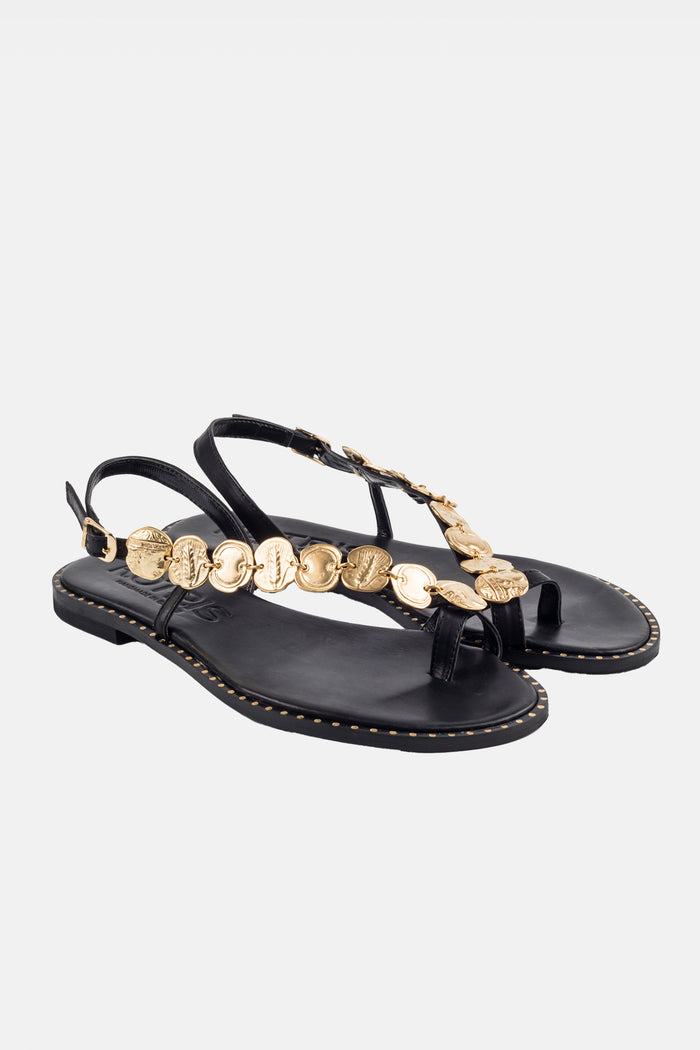 SIDE STRAP SANDALS BLACK/GOLD