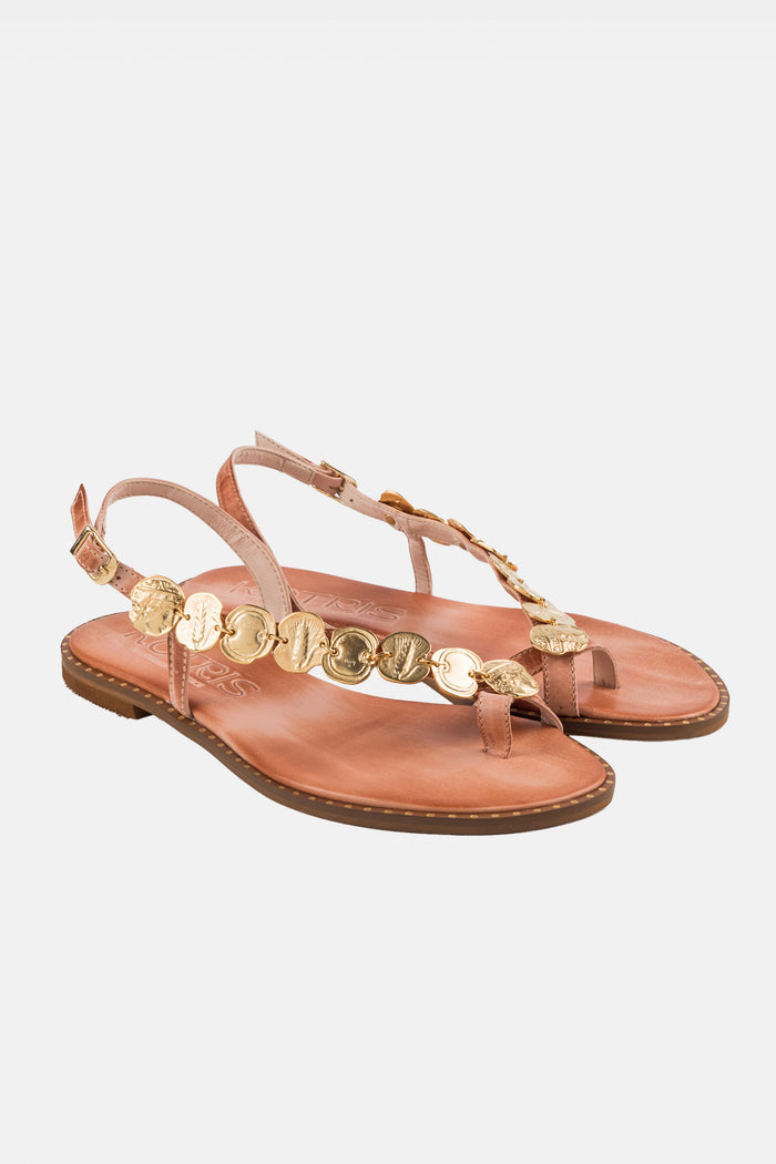 SIDE STRAP SANDALS NATURAL/GOLD