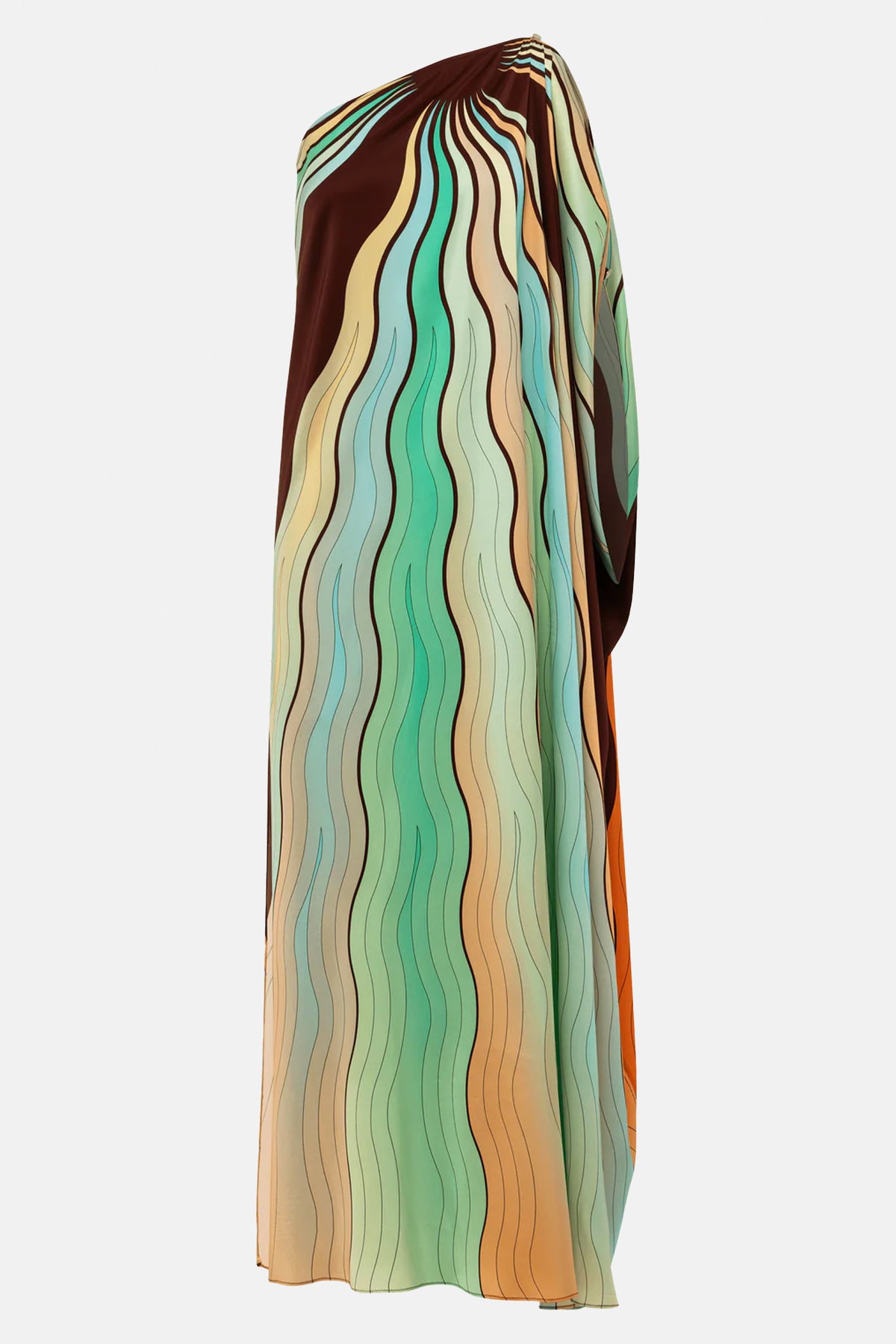 LONG SILKY ONE SHOULDER DRESS "KALLAS" SUNSET