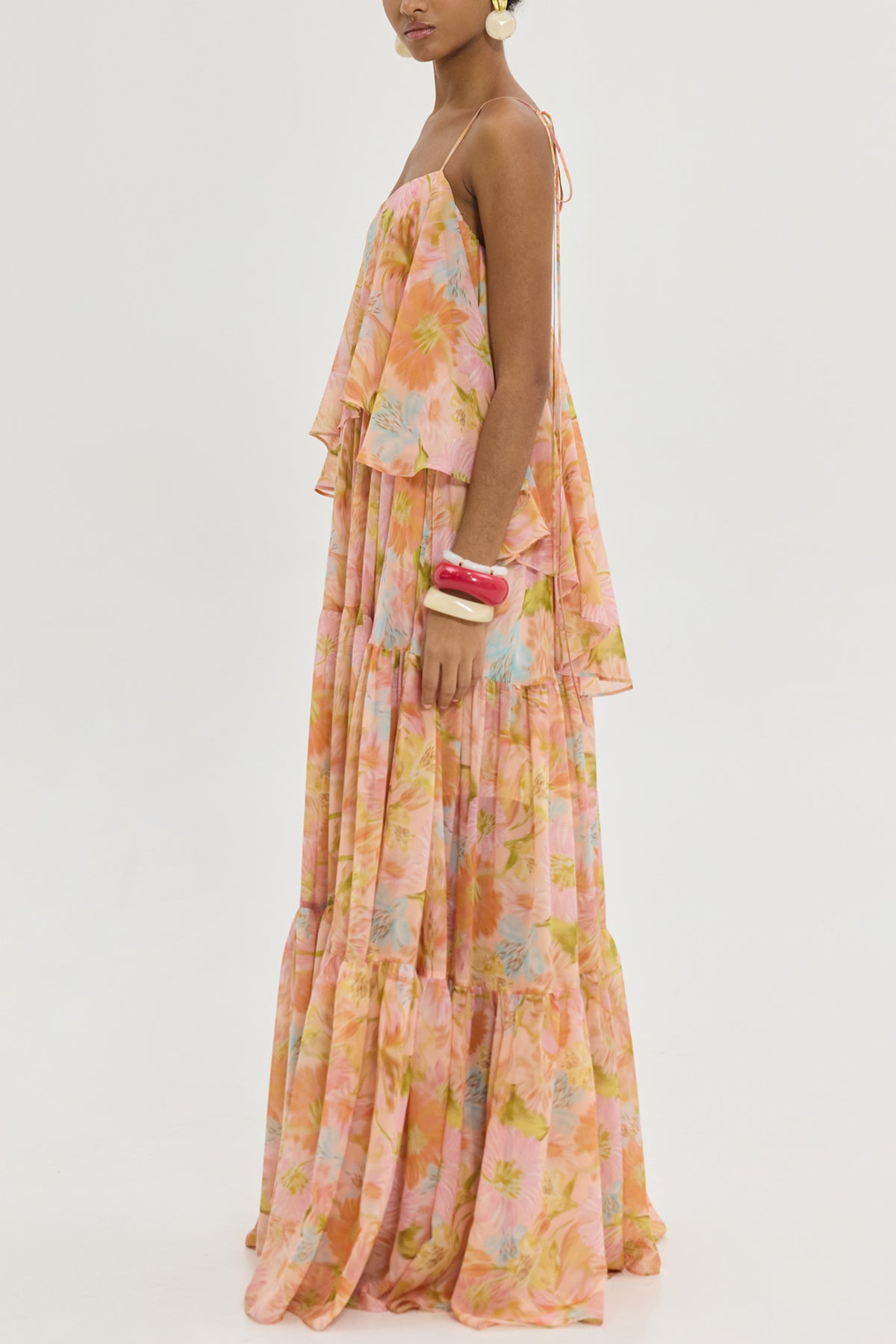 LONG FLOWY DRESS "KARENINA" MULTICOLOR FLOWERS