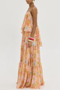 LONG FLOWY DRESS "KARENINA" MULTICOLOR FLOWERS