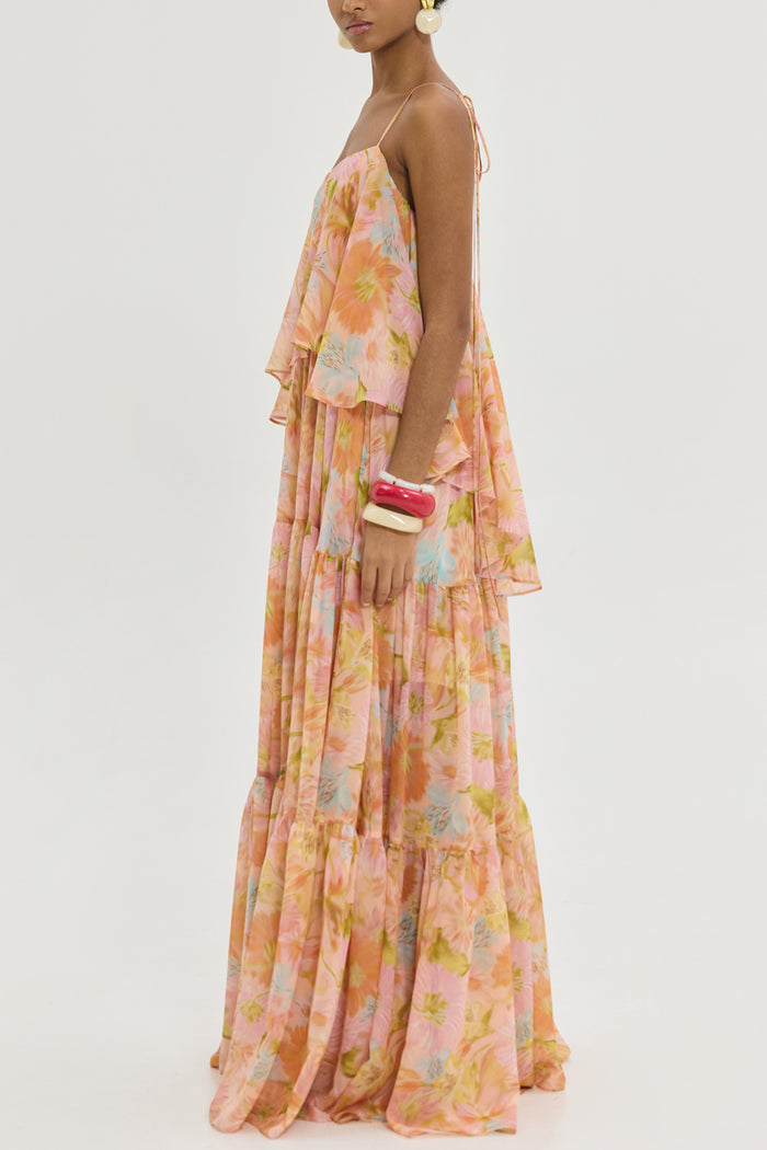 LONG FLOWY DRESS "KARENINA" MULTICOLOR FLOWERS