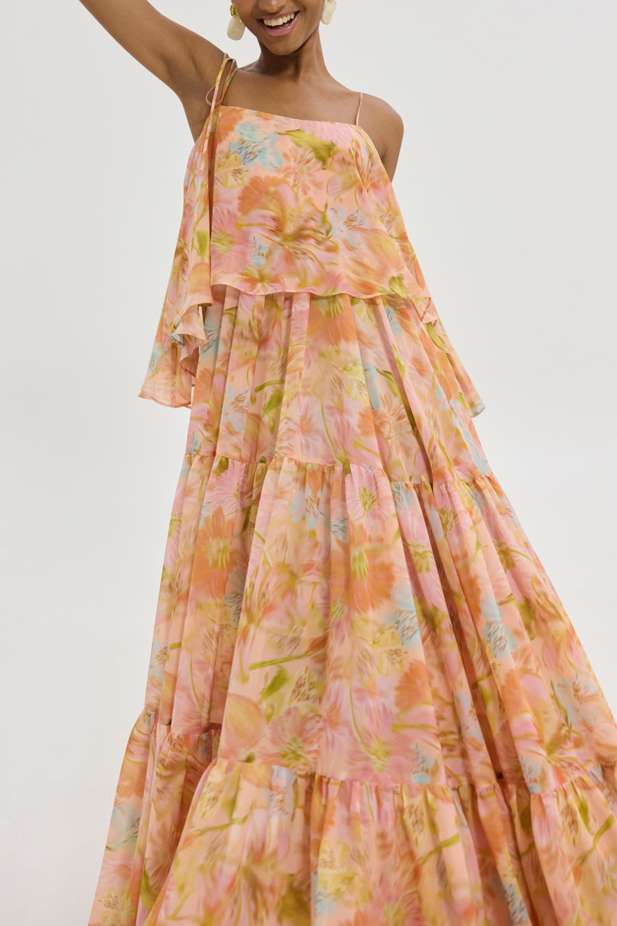LONG FLOWY DRESS "KARENINA" MULTICOLOR FLOWERS