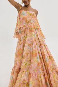 LONG FLOWY DRESS "KARENINA" MULTICOLOR FLOWERS
