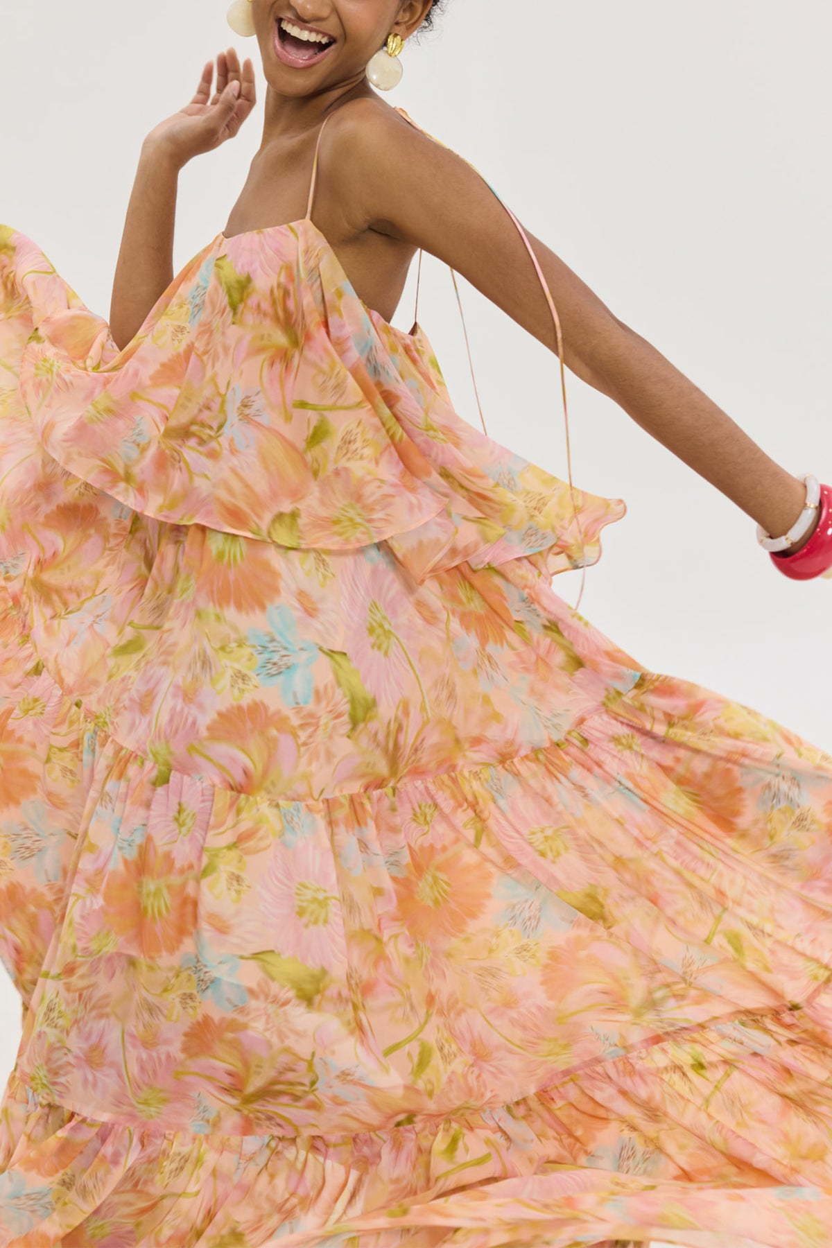 LONG FLOWY DRESS "KARENINA" MULTICOLOR FLOWERS
