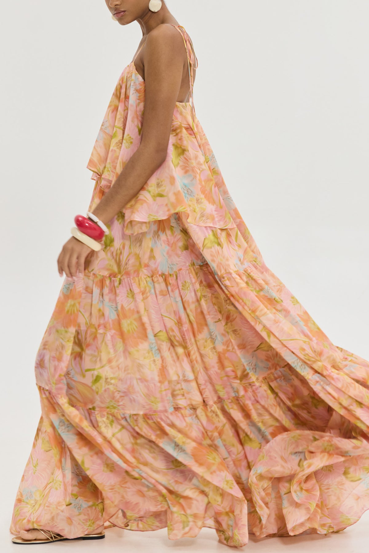LONG FLOWY DRESS "KARENINA" MULTICOLOR FLOWERS