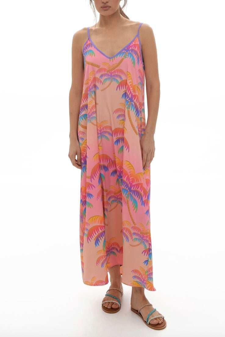 STRAPPY DRESS "ARIA" PINK/MULTICOLOR