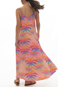 STRAPPY DRESS "ARIA" PINK/MULTICOLOR