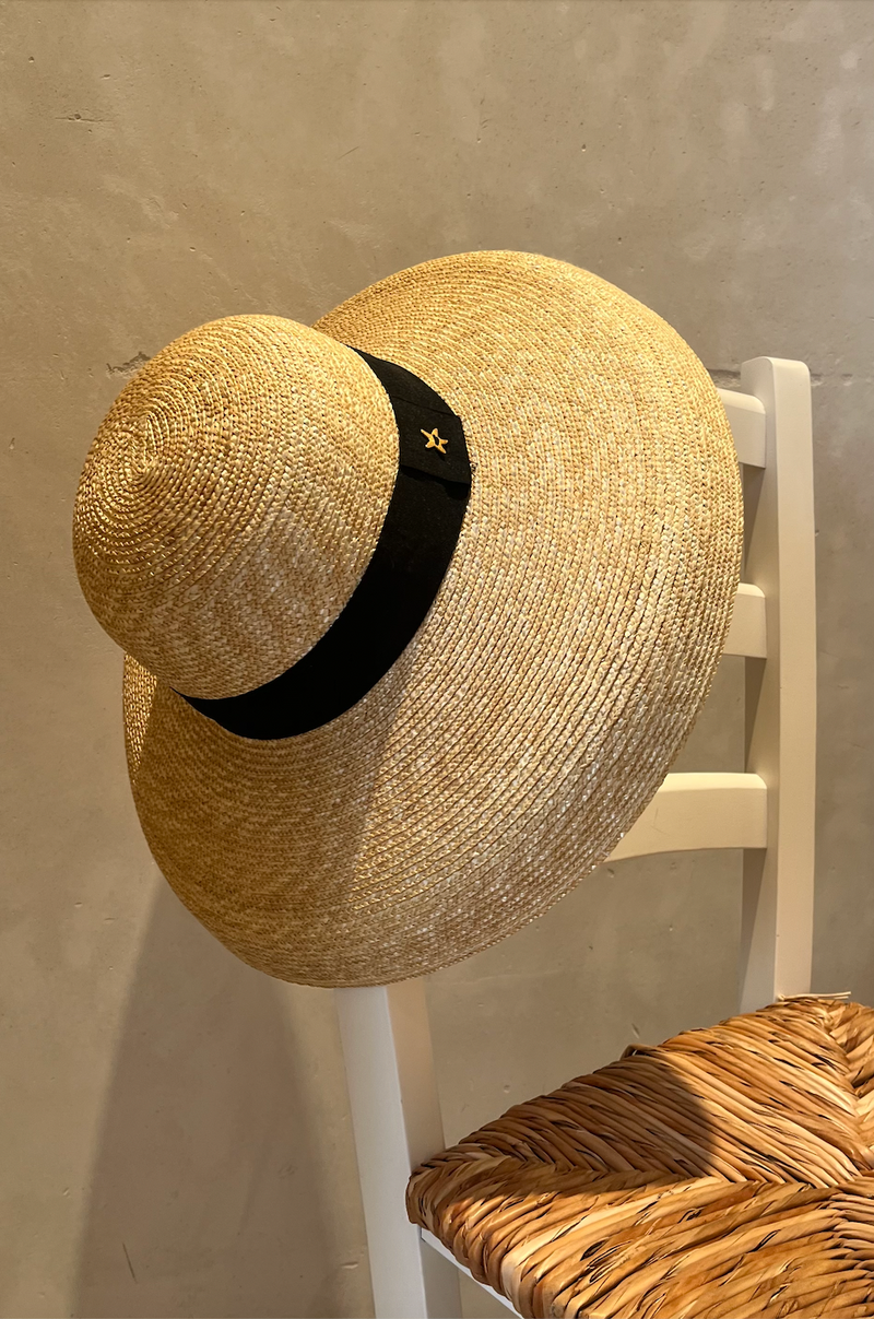 RAFFIA HAT "SKYROS" WITH BLACK BAND