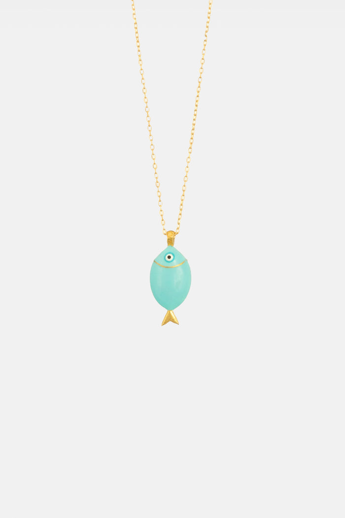 ENAMEL NECKLACE "MINI SEA BREAM" LIGHT BLUE