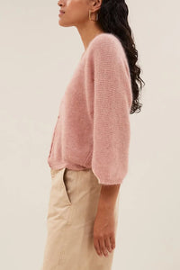 VERSATILE ALPACA/MOHAIR FINEKNIT CARDIGAN LIGHT PINK
