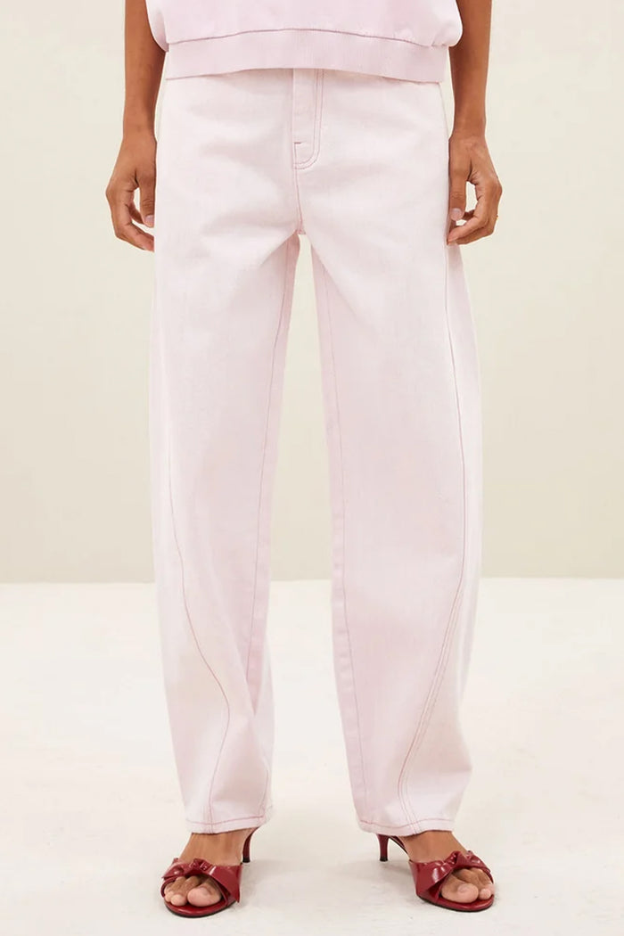 ORGANIC COTTON BARREL JEANS LIGHT PINK