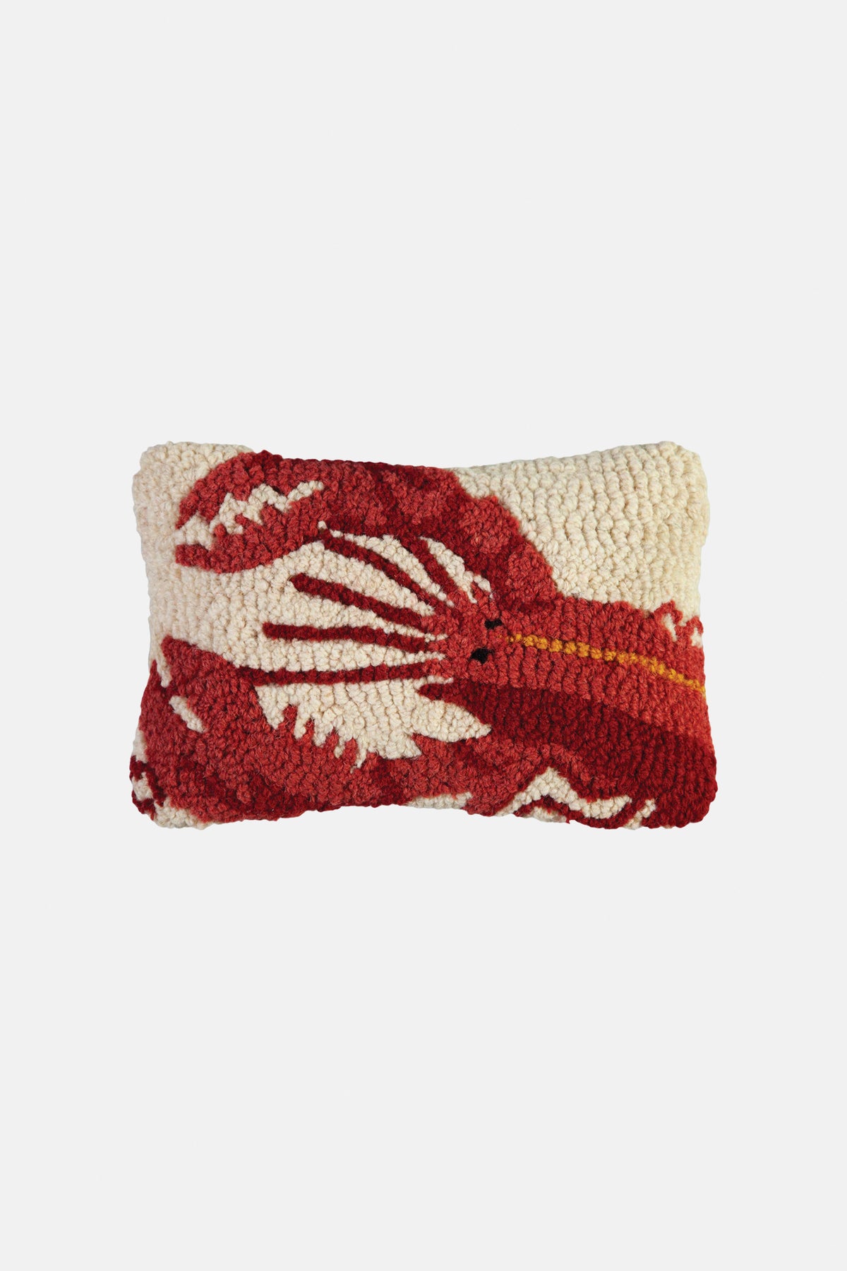 HANDMADE WOOL CUSHION "LOBSTER SMALL" NATURAL/RED