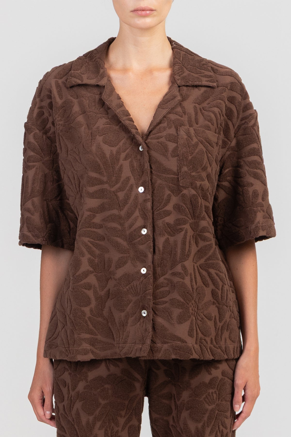 OVERSIZED TERRY SHIRT "LOULOUDI" CHOCOLATE
