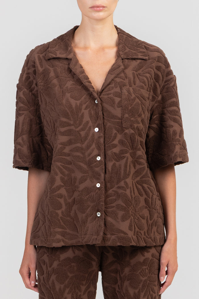 OVERSIZED TERRY SHIRT "LOULOUDI" CHOCOLATE
