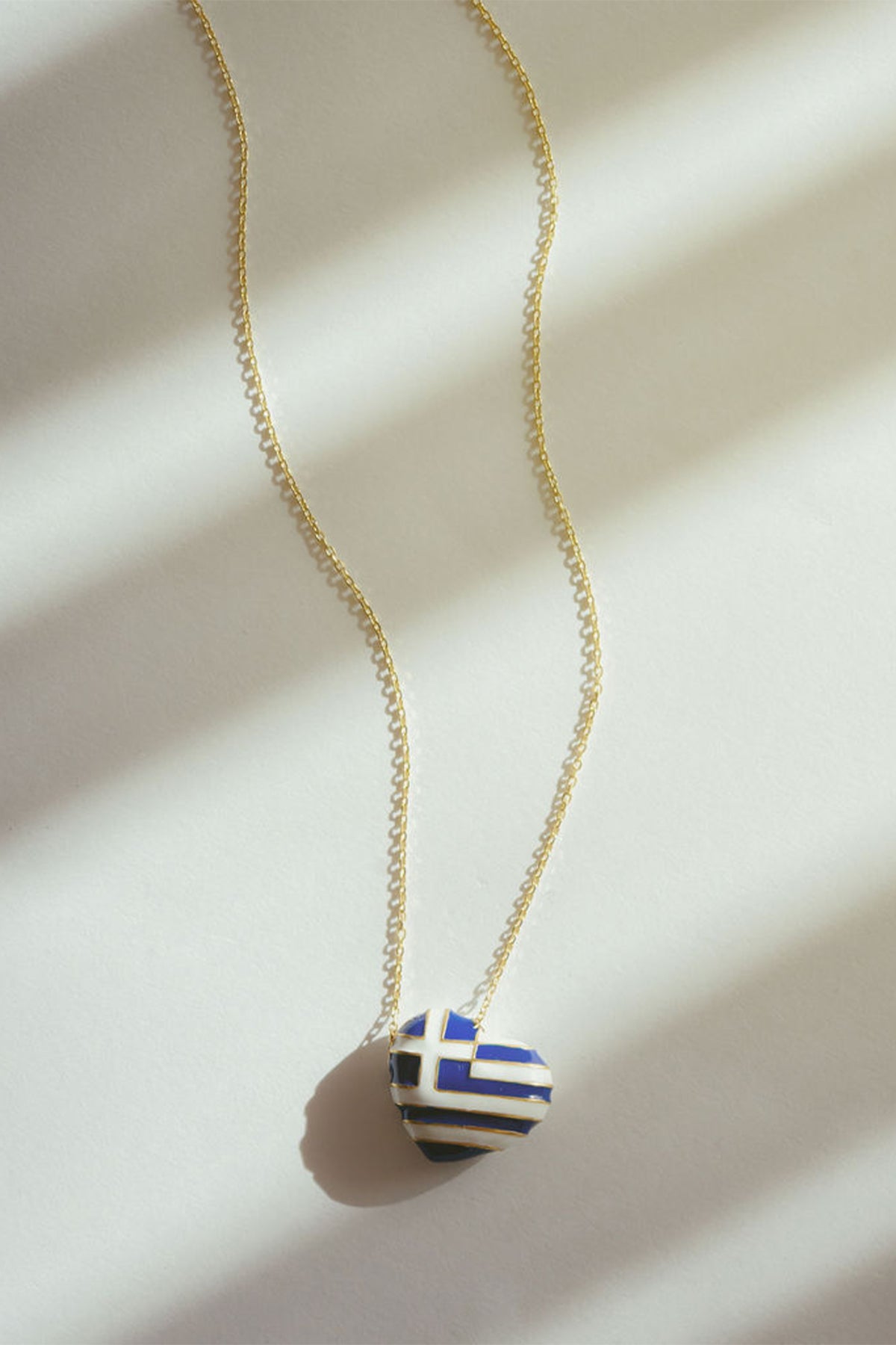 ENAMEL NECKLACE "GREECE LOVE" BLUE/WHITE