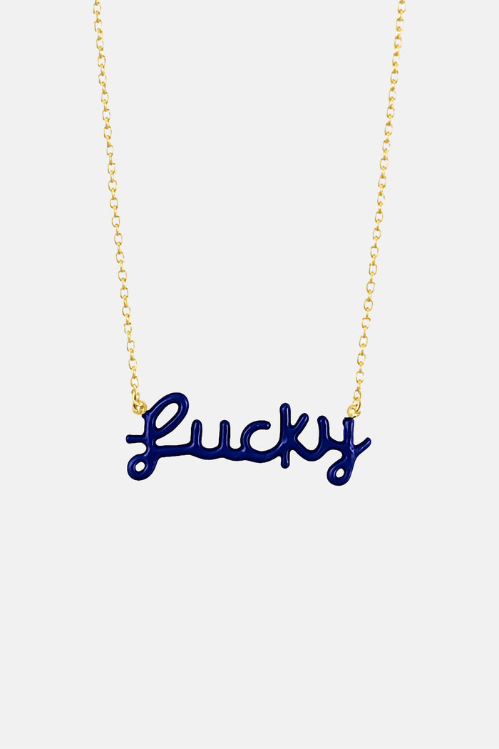ENAMEL NECKLACE "LUCKY" NAVY
