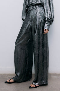 WIDE LEG PANTS SILVER