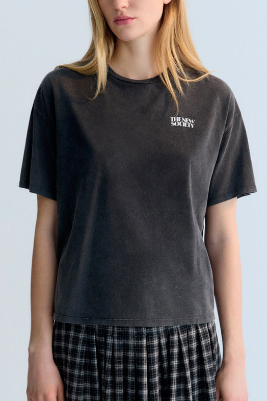 CROPPED OVERSIZED T-SHIRT "MARIANA" WASHED GREY