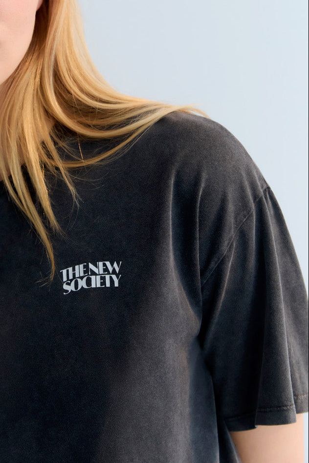 CROPPED OVERSIZED T-SHIRT "MARIANA" WASHED GREY