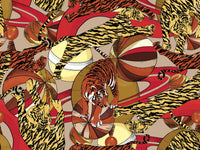 SILKY SCARF "PEGASUS" RED/BROWN/YELLOW