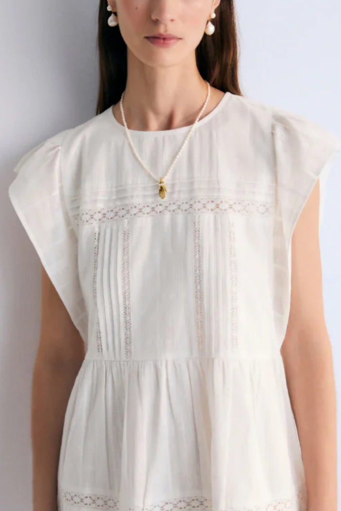 CROCHET SLEEVELESS LACE BLOUSE "CORFU" WHITE