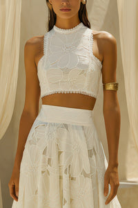 CROP LACE TOP "AGNES" WHITE