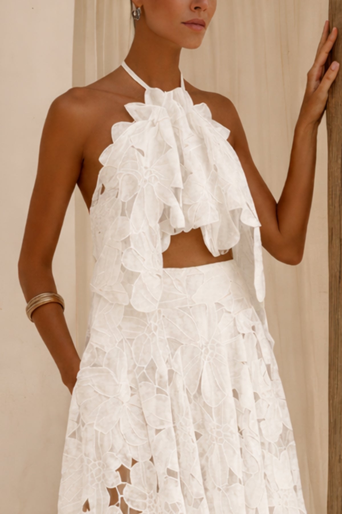 NECKHOLDER LACE TOP "AURELIA" WHITE