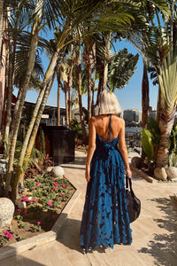 BACKLESS NECKHOLDER LACE TOP "AURELIA" ROYAL BLUE