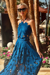 BACKLESS NECKHOLDER LACE TOP "AURELIA" ROYAL BLUE