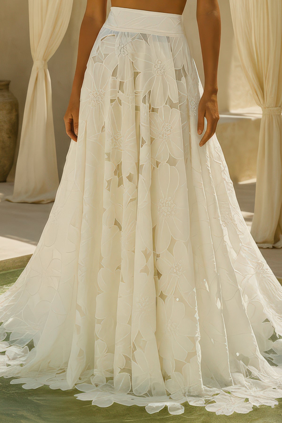 LONG LACE SKIRT "CALLISTO" WHITE