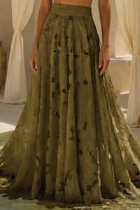 LONG LACE SKIRT "CALLISTO" OLIVE GREEN