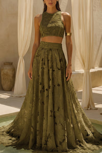 CROP LACE TOP "AGNES" OLIVE GREEN