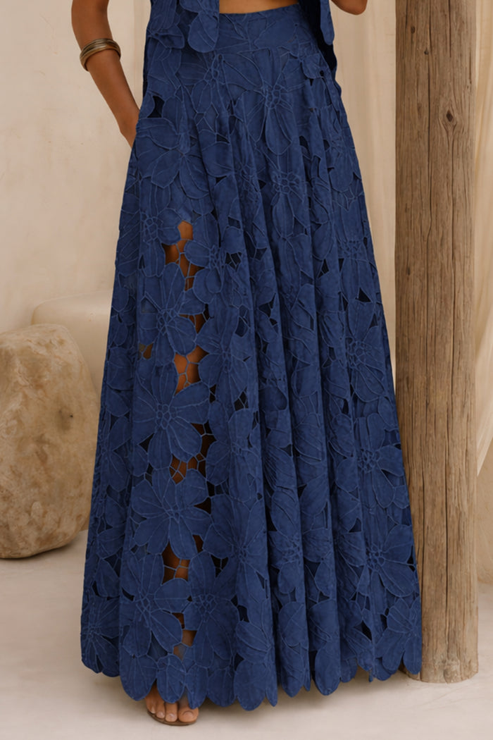 LONG LACE SKIRT "CALLISTO" ROYAL BLUE
