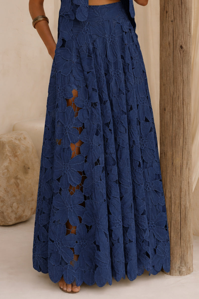 LONG LACE SKIRT "CALLISTO" ROYAL BLUE