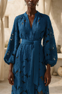 LONG LACE DRESS "ISYRA" ROYAL BLUE