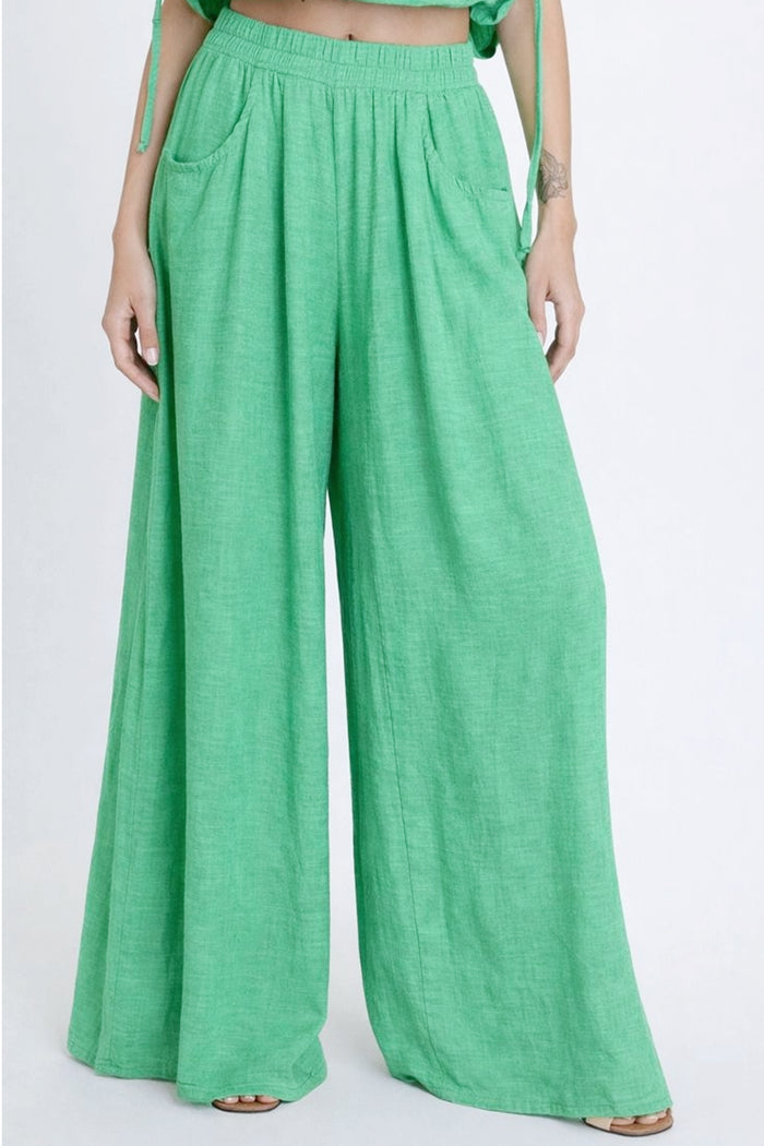 PALAZZO PANTS "MALIA" LIGHT GREEN