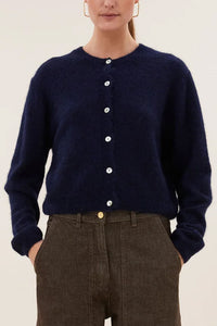 ALPACA/WOOL KNIT CARDIGAN MIDNIGHT BLUE