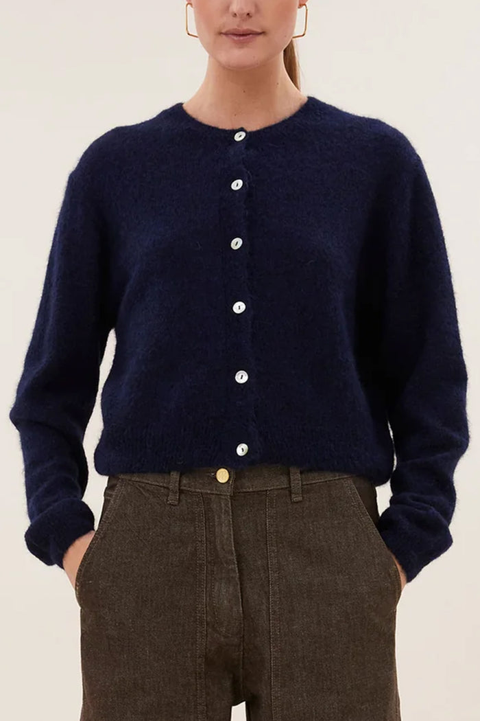 OVERSIZED ALPACA/WOOL CARDIGAN MIDNIGHT BLUE