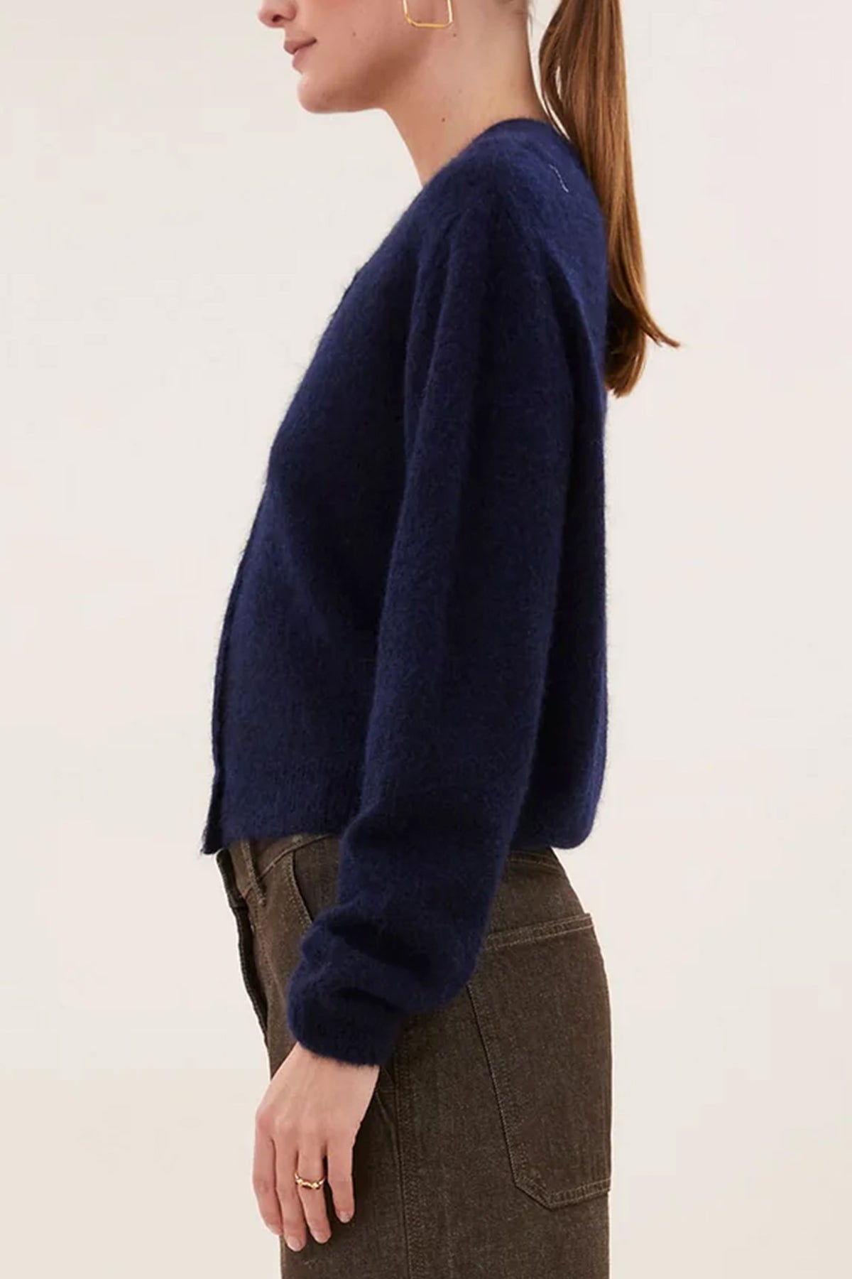 ALPACA/WOOL KNIT CARDIGAN MIDNIGHT BLUE