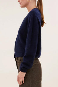 ALPACA/WOOL KNIT CARDIGAN MIDNIGHT BLUE