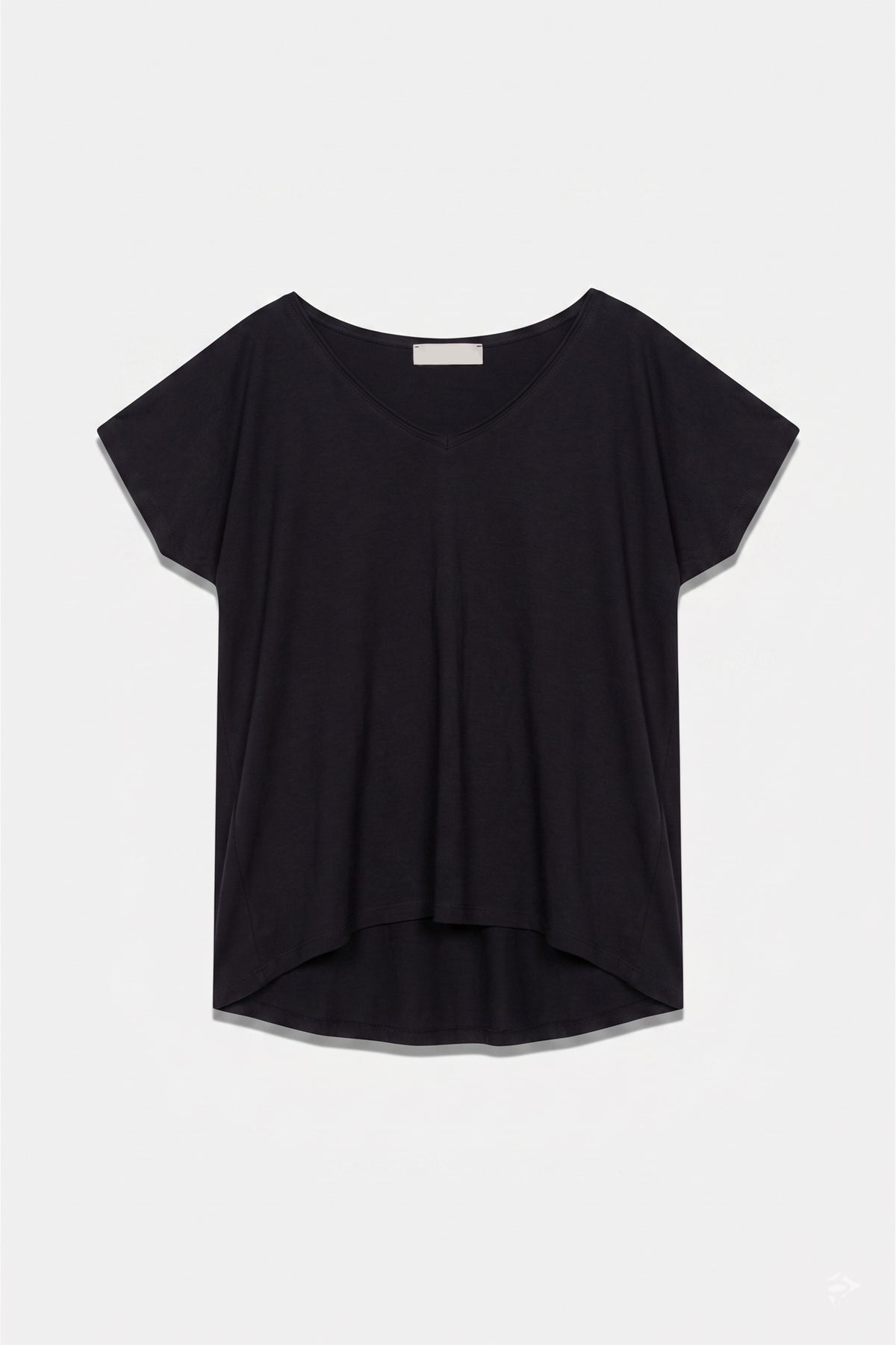 SUPER OVERSIZED V-NECK COTTON T-SHIRT BLACK