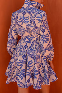 MINI COTTON SHIRT DRESS "NAXOS" BLUE/WHITE