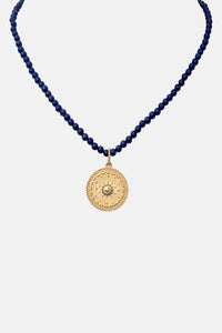 BEADED NECKLACE "MIRA COIN" LAPIS/GOLD