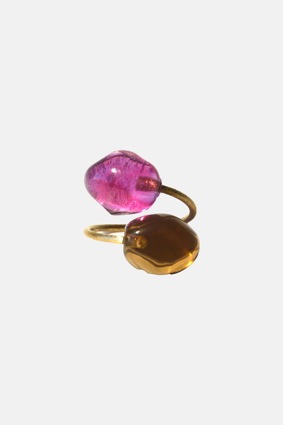 HANDMADE RING "MURANO" BROWN/FUCHSIA