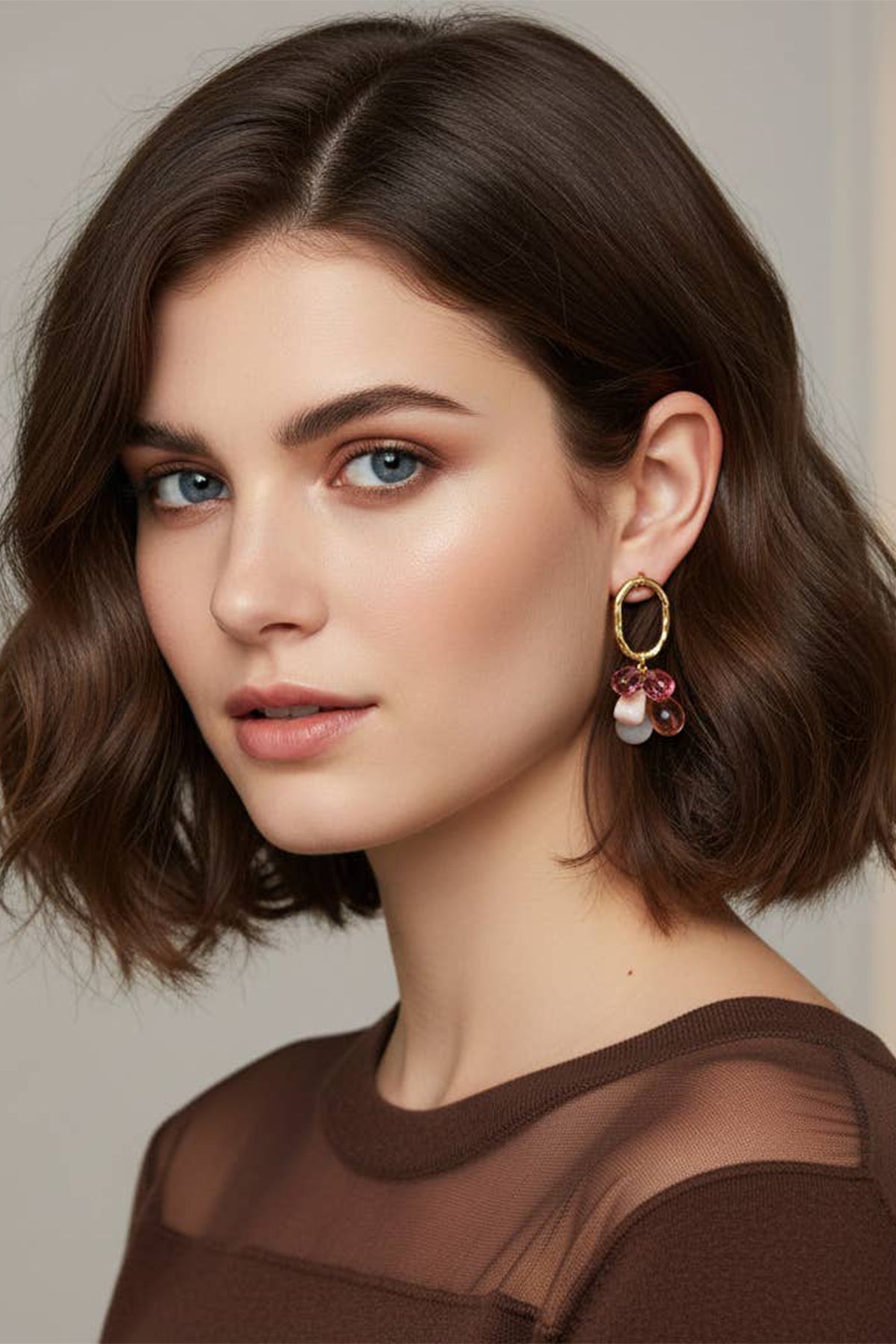 EARRINGS "MURANO" GOLD/NUDE
